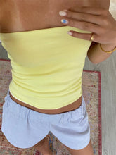 Women's Cropped Strapless Tube Top in Striped or Solid Colors